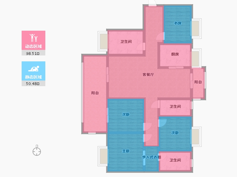 湖南省-娄底市-金沙文苑-145.48-户型库-动静分区