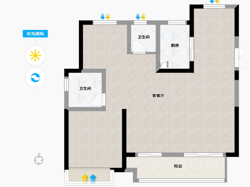 浙江省-嘉兴市-吾悦公馆-98.00-户型库-采光通风