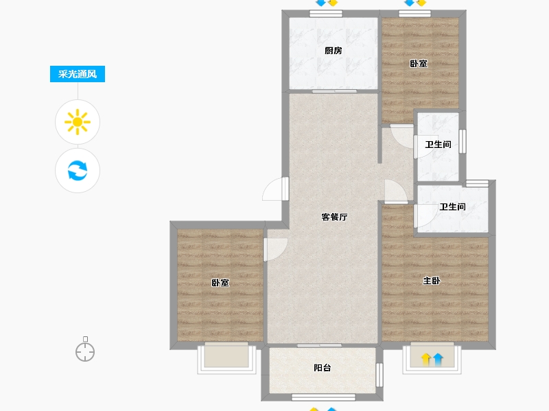 江苏省-苏州市-横泾溪璟园海伦堡-88.00-户型库-采光通风