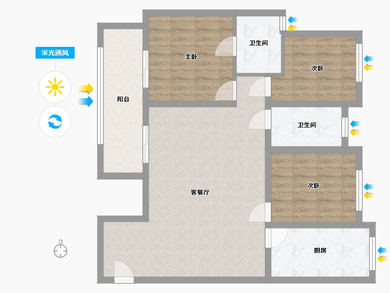 陕西省-渭南市-信达峯墅-103.00-户型库-采光通风