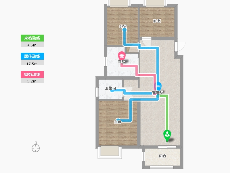 江苏省-扬州市-侨城里-82.00-户型库-动静线