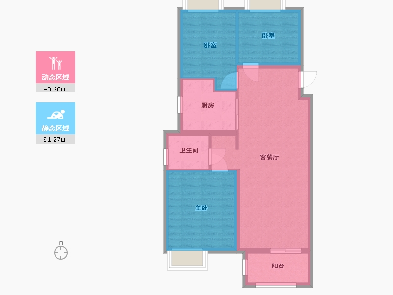 江苏省-扬州市-侨城里-82.00-户型库-动静分区