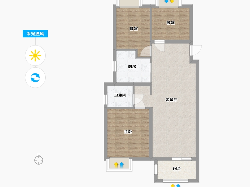 江苏省-扬州市-侨城里-82.00-户型库-采光通风