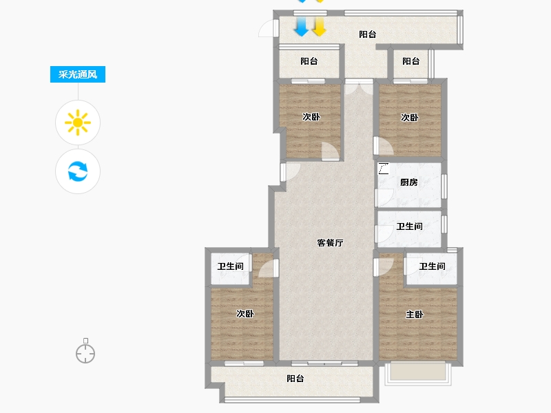 河南省-濮阳市-滨湖湾-135.28-户型库-采光通风