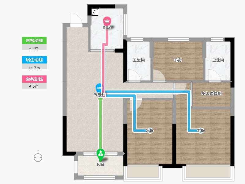 浙江省-湖州市-名仕府-88.76-户型库-动静线