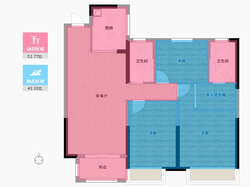 浙江省-湖州市-名仕府-88.76-户型库-动静分区