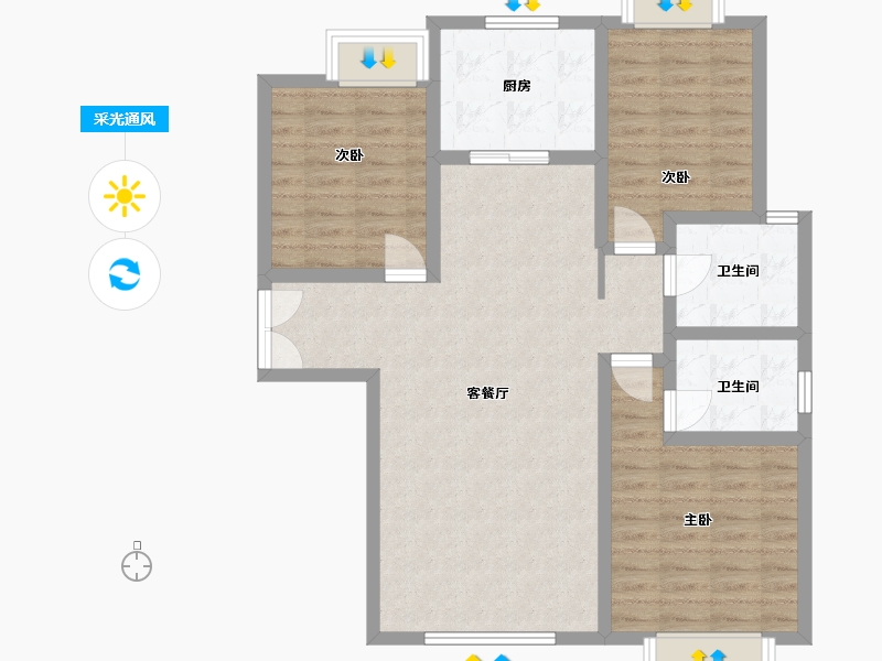 甘肃省-白银市-金地中央公园-104.00-户型库-采光通风