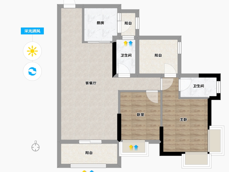 广东省-清远市-万基新翡翠上峸-77.86-户型库-采光通风