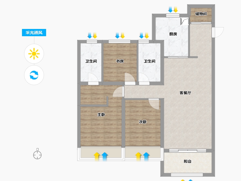 黑龙江省-哈尔滨市-哈尔滨华润置地万象府-99.05-户型库-采光通风