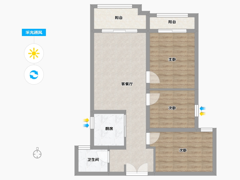 河南省-新乡市-国悦城-75.00-户型库-采光通风