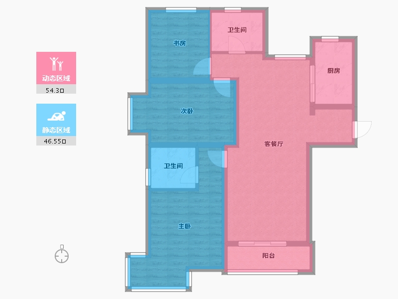 北京-北京市-中海国际港-90.00-户型库-动静分区