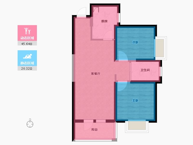 河北省-廊坊市-港中旅海泉湾2期-64.25-户型库-动静分区