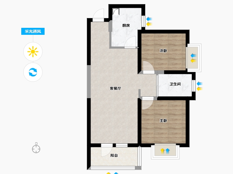 河北省-廊坊市-港中旅海泉湾2期-64.25-户型库-采光通风