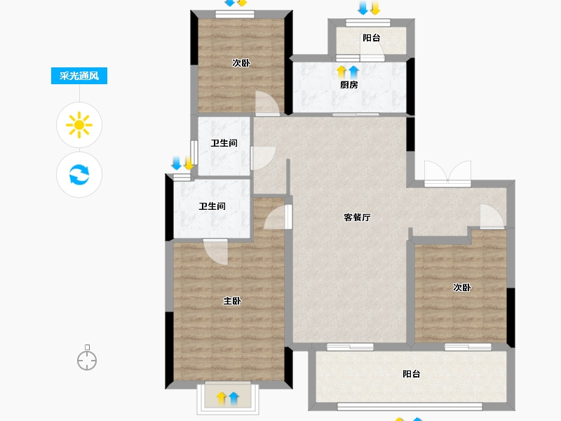 四川省-成都市-旭辉天樾花园-101.00-户型库-采光通风