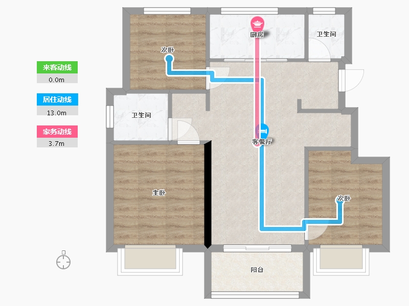 辽宁省-大连市-万科翡翠春晓-79.99-户型库-动静线