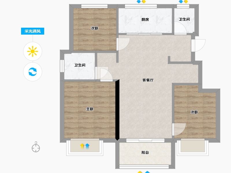 辽宁省-大连市-万科翡翠春晓-79.99-户型库-采光通风