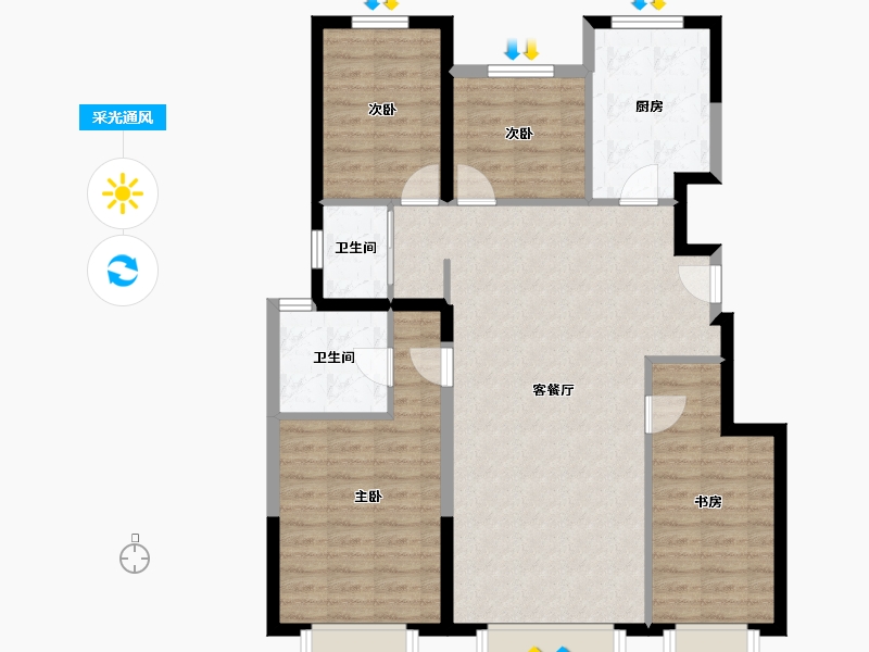 北京-北京市-京能电建洺悦湾-112.00-户型库-采光通风