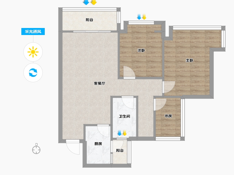 四川省-成都市-温江东原西岸四期-71.00-户型库-采光通风