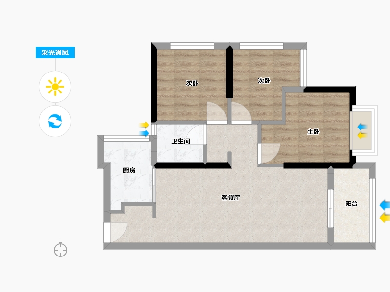 广东省-深圳市-壹成时代花园-62.00-户型库-采光通风