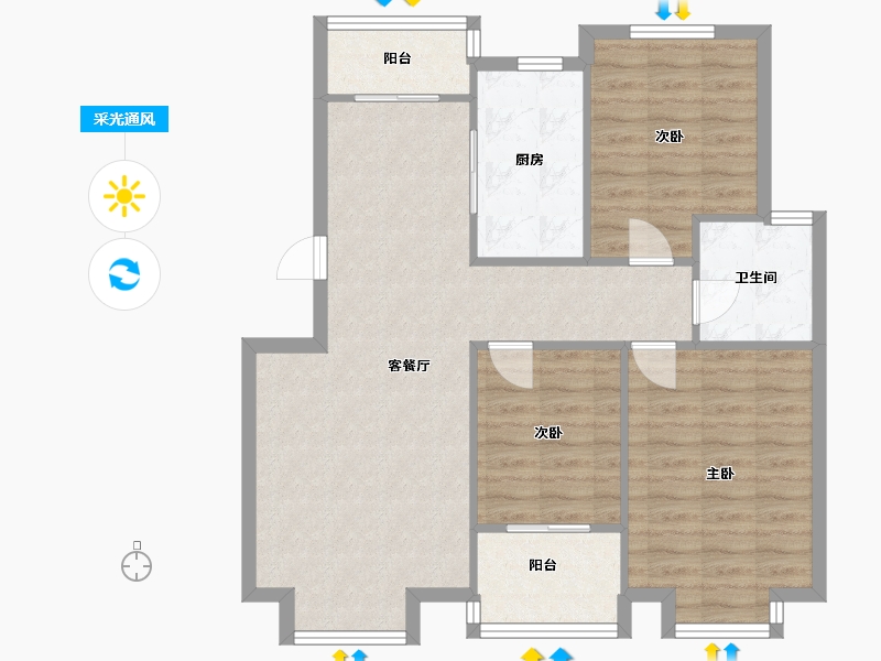 河南省-郑州市-鑫苑国际城市花园-80.00-户型库-采光通风