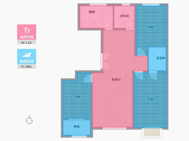 山东省-潍坊市-华安观澜府-100.00-户型库-动静分区