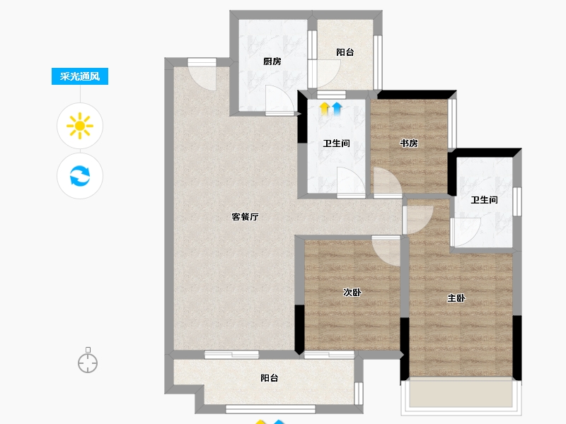 广西壮族自治区-柳州市-碧桂园-80.00-户型库-采光通风