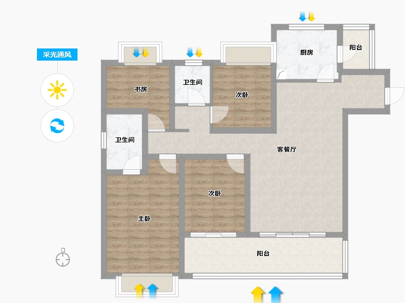 贵州省-贵阳市-万科大都会-130.00-户型库-采光通风