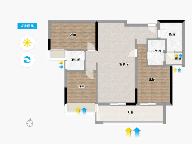 四川省-成都市-成都龙湖源著-东区-93.87-户型库-采光通风