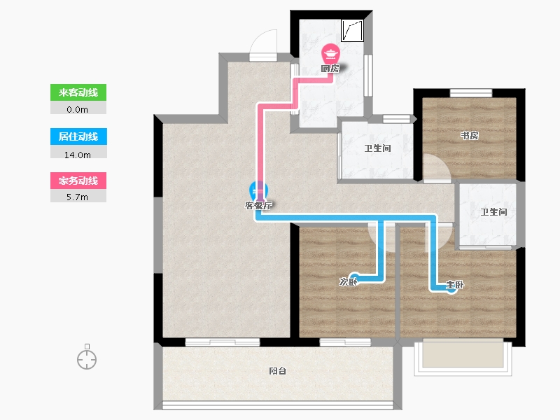 陕西省-咸阳市-陕建·渭水朝阳-80.40-户型库-动静线