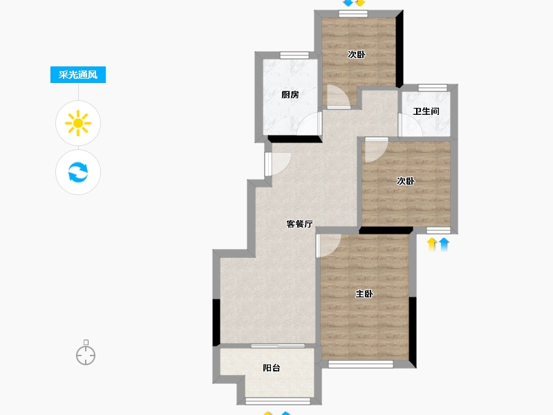 福建省-三明市-美岭·新澜湾-62.68-户型库-采光通风