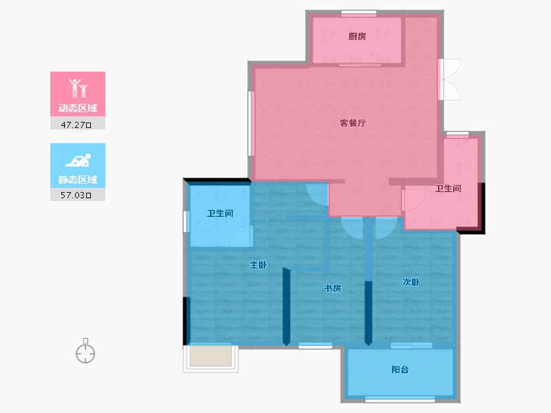 浙江省-宁波市-河姆景苑二期-93.60-户型库-动静分区