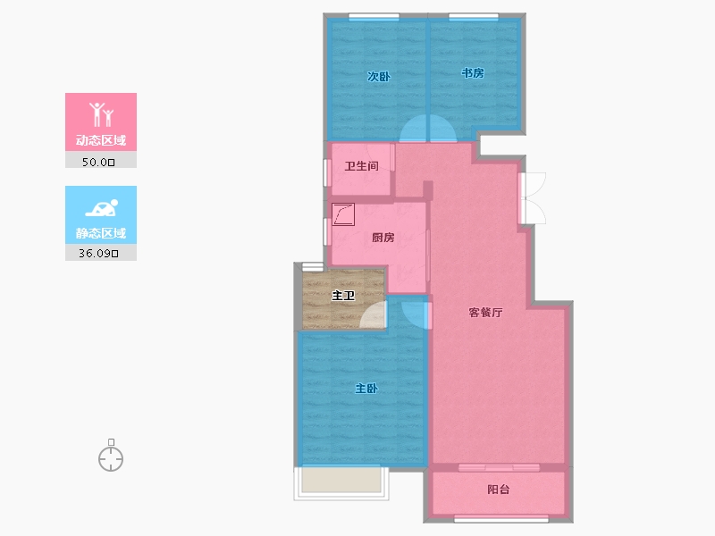 陕西省-咸阳市-吾悦滨河湾-81.51-户型库-动静分区