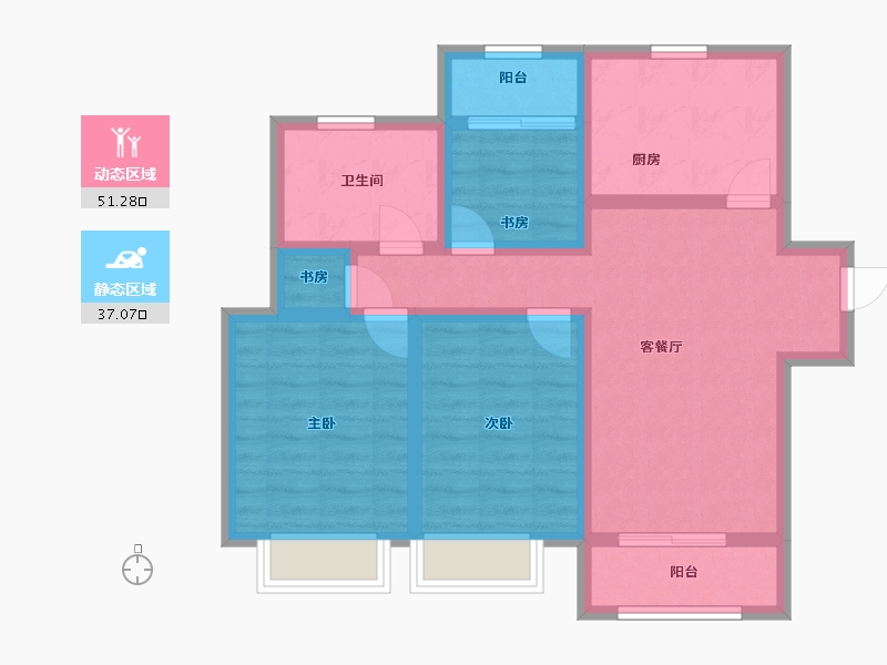 上海-上海市-万科翡翠公园-77.34-户型库-动静分区