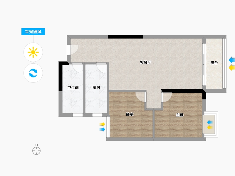 湖北省-武汉市-恺德瑜园-61.60-户型库-采光通风