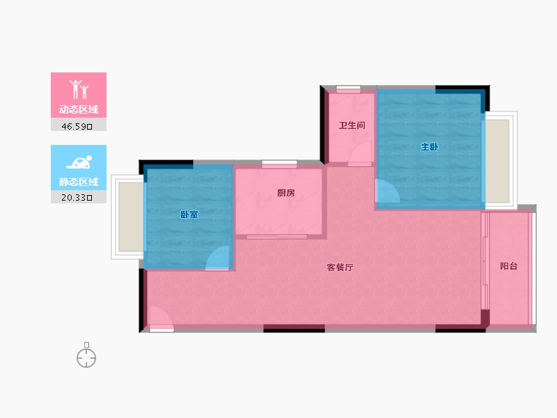 湖北省-武汉市-恺德瑜园-60.80-户型库-动静分区