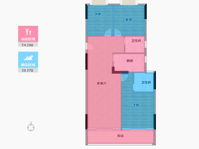 湖北省-武汉市-恺德瑜园-85.60-户型库-动静分区