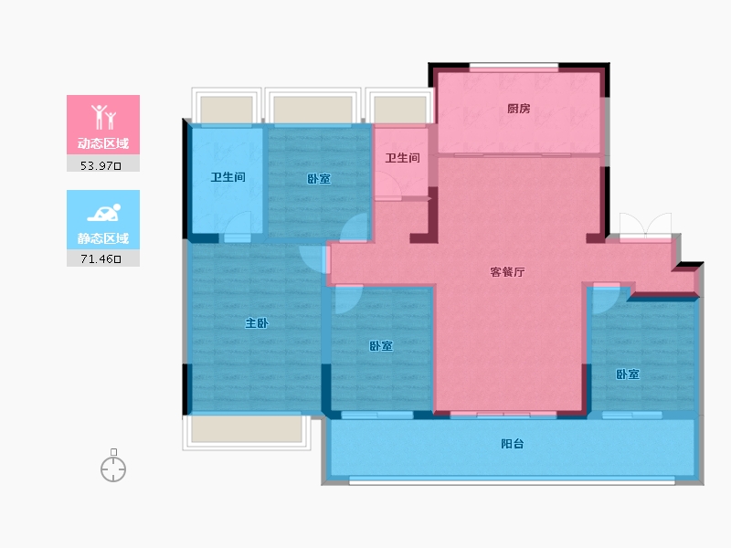 江苏省-苏州市-中建旭辉江上雅苑-113.60-户型库-动静分区