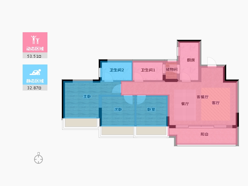 重庆-重庆市-金地自在城-76.81-户型库-动静分区