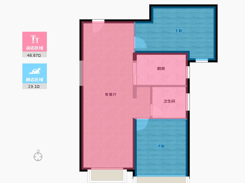 北京-北京市-建发·珺和府-70.44-户型库-动静分区