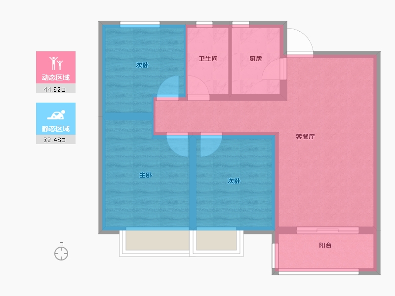 陕西省-榆林市-汇兴花园-67.95-户型库-动静分区