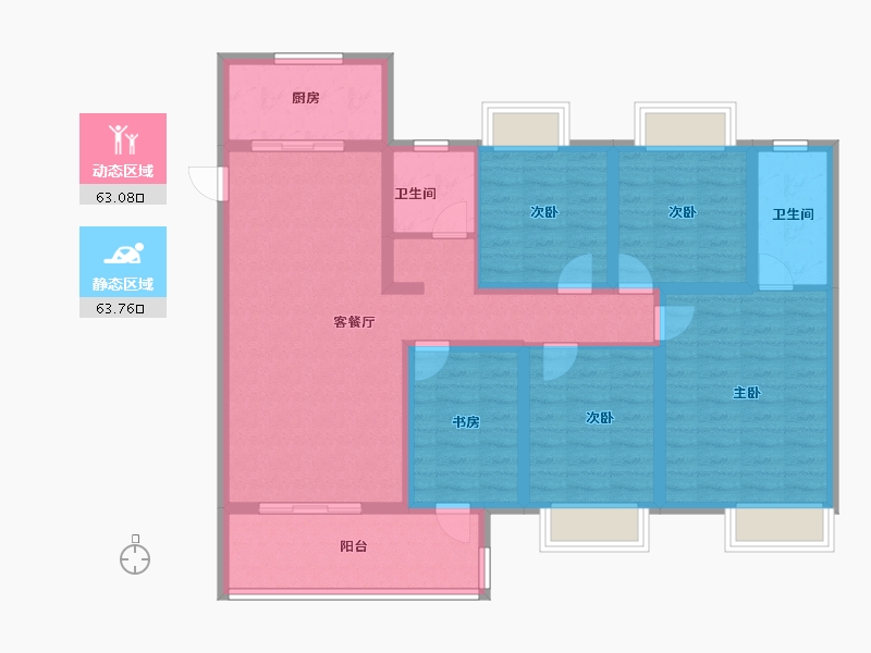 江苏省-淮安市-京师学院里-112.80-户型库-动静分区