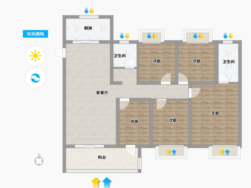 江苏省-淮安市-京师学院里-112.80-户型库-采光通风