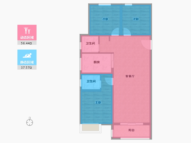 陕西省-榆林市-汇兴花园-84.07-户型库-动静分区