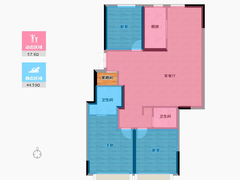 吉林省-长春市-伊河棠樾-93.77-户型库-动静分区