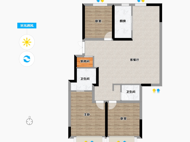 吉林省-长春市-伊河棠樾-93.77-户型库-采光通风