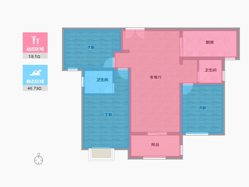 河南省-南阳市-佰庄·吴府佳苑-93.85-户型库-动静分区