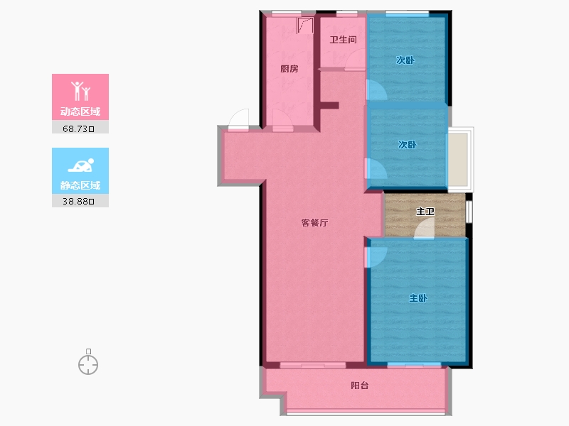 陕西省-咸阳市-吾悦滨河湾-101.63-户型库-动静分区