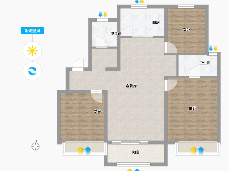 山东省-淄博市-银丰玺悦-98.40-户型库-采光通风