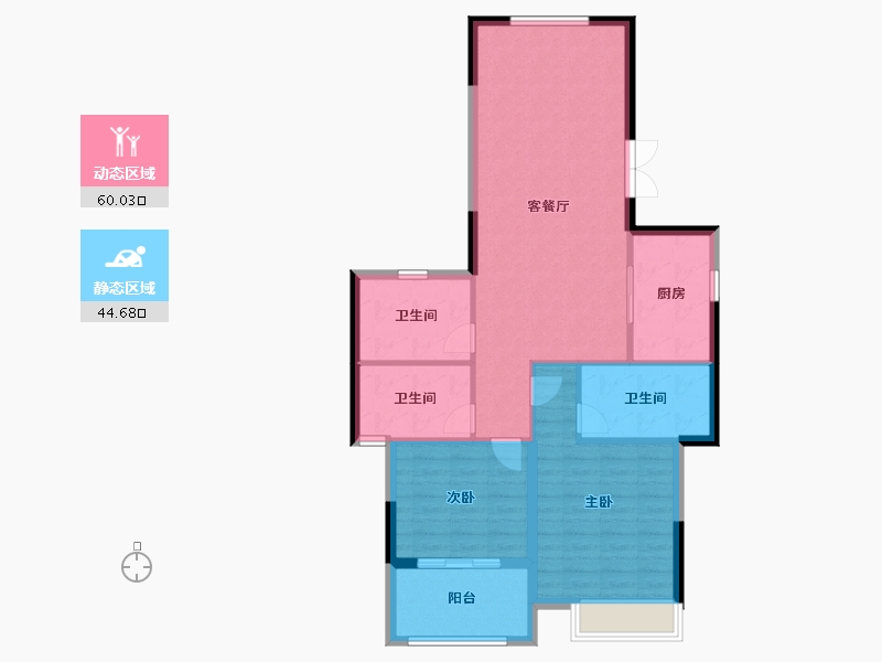 浙江省-宁波市-河姆景苑二期-95.20-户型库-动静分区