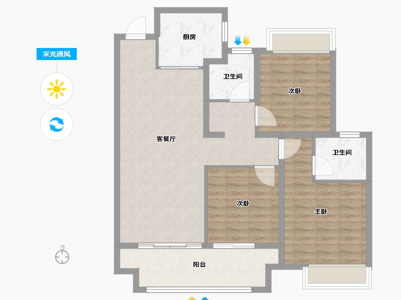 江苏省-宿迁市-富园玖誉府-97.80-户型库-采光通风